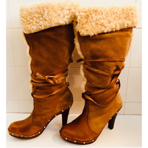 Michael Kors Shoes - Michael Kors Shearling Suede Clog Boot Tan Sz 7.5